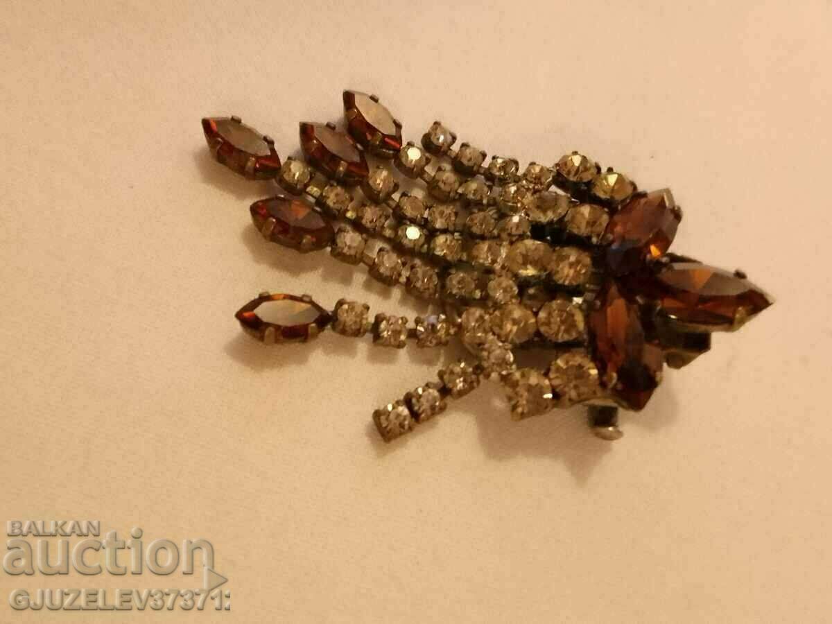 Rare Art Deco brooch - 1920 with clip and pin crystals with price 75.00 BGN | € 38.35