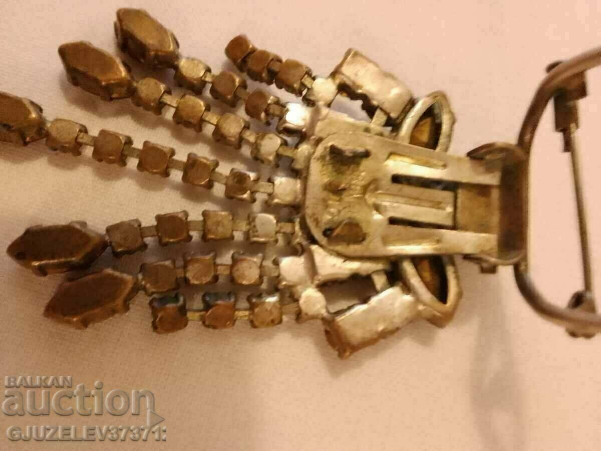 Καρφίτσα Rare Art Deco - 1920 με κρύσταλλα με κλιπ και καρφίτσα - 5