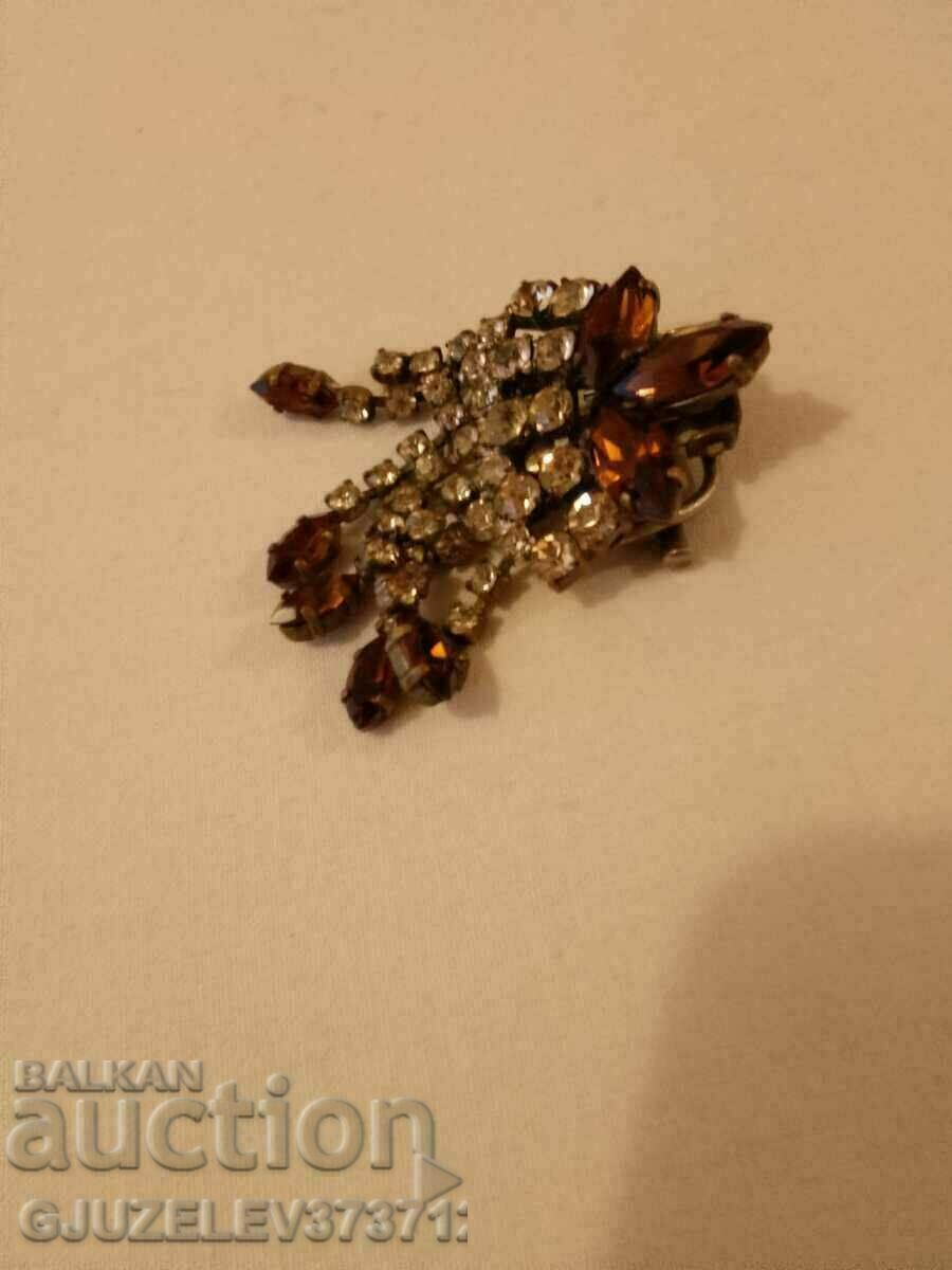 Καρφίτσα Rare Art Deco - 1920 με κρύσταλλα με κλιπ και καρφίτσα - 7