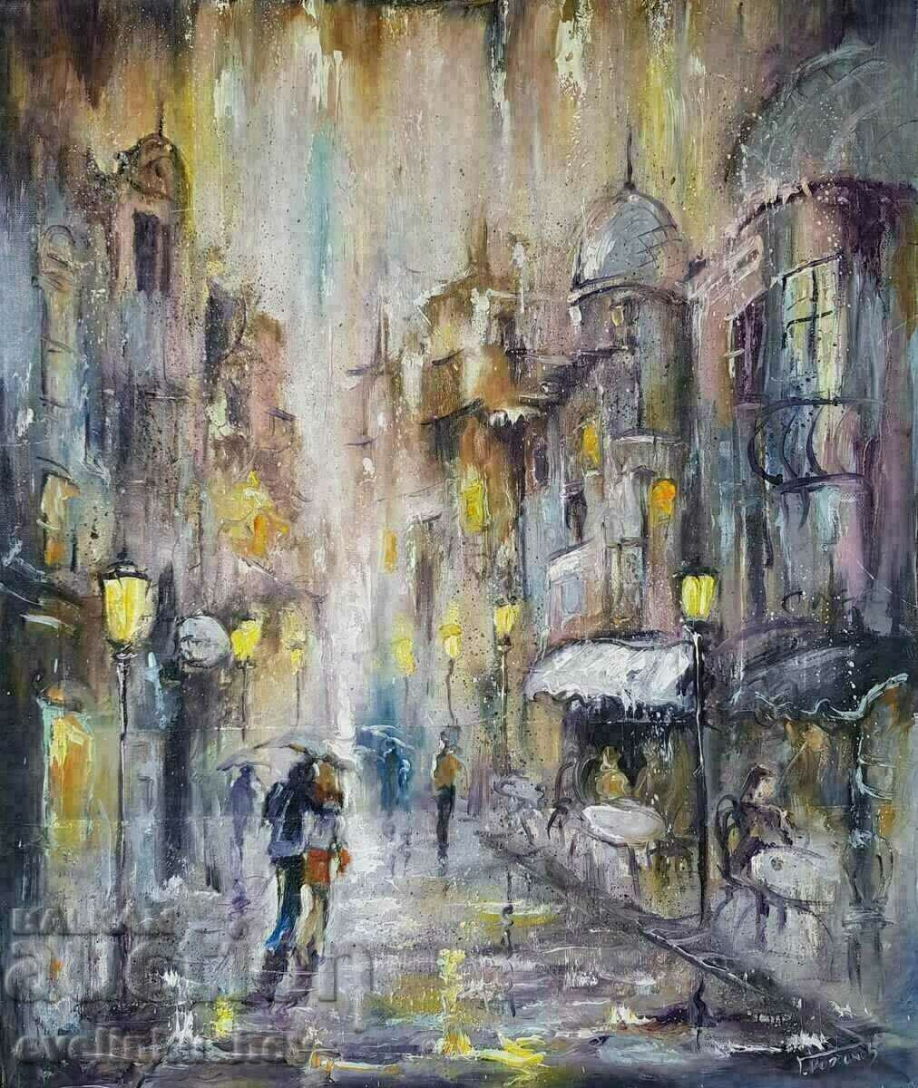Oil painting "Rain over the city" Georgi Yordanov Oil painting "Rain over the city" Georgi Yordanov