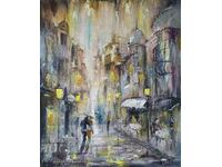 Pictura în ulei „Ploaie peste oraș” Georgi Yordanov