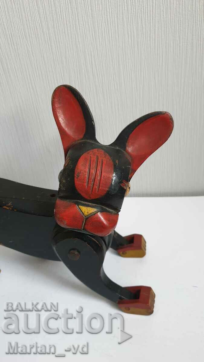 Auction Old wooden toy dog Auction Old wooden toy dog