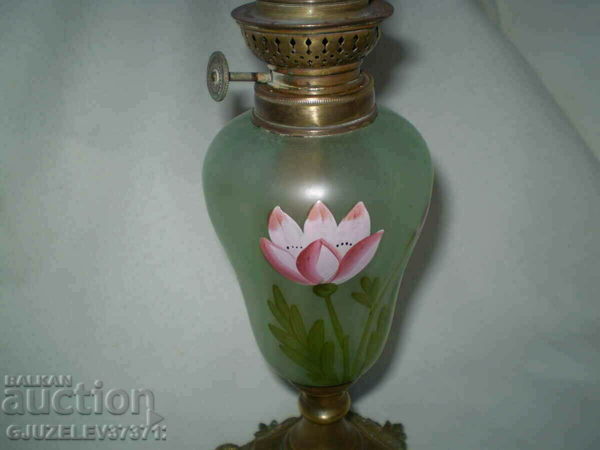 Livrarea Lampă cu gaz pictată din secolul al XIX-lea Lampă antică cu ulei victoriană Livrarea Lampă cu gaz pictată din secolul al XIX-lea Lampă antică cu ulei victoriană