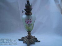 19th Century Painted Gas Lamp Antique Victorian Oil Lamp