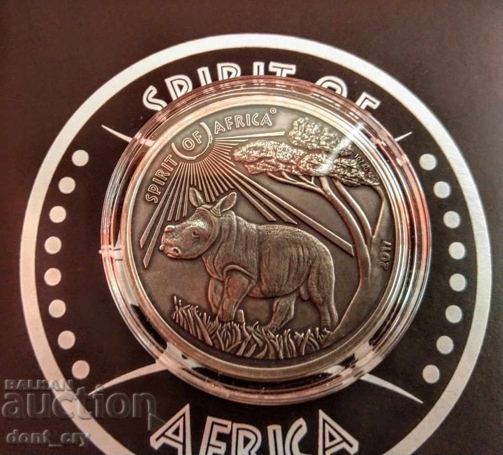 Сребро 1 oz Духът на Африка 2017 Бебе Носорог