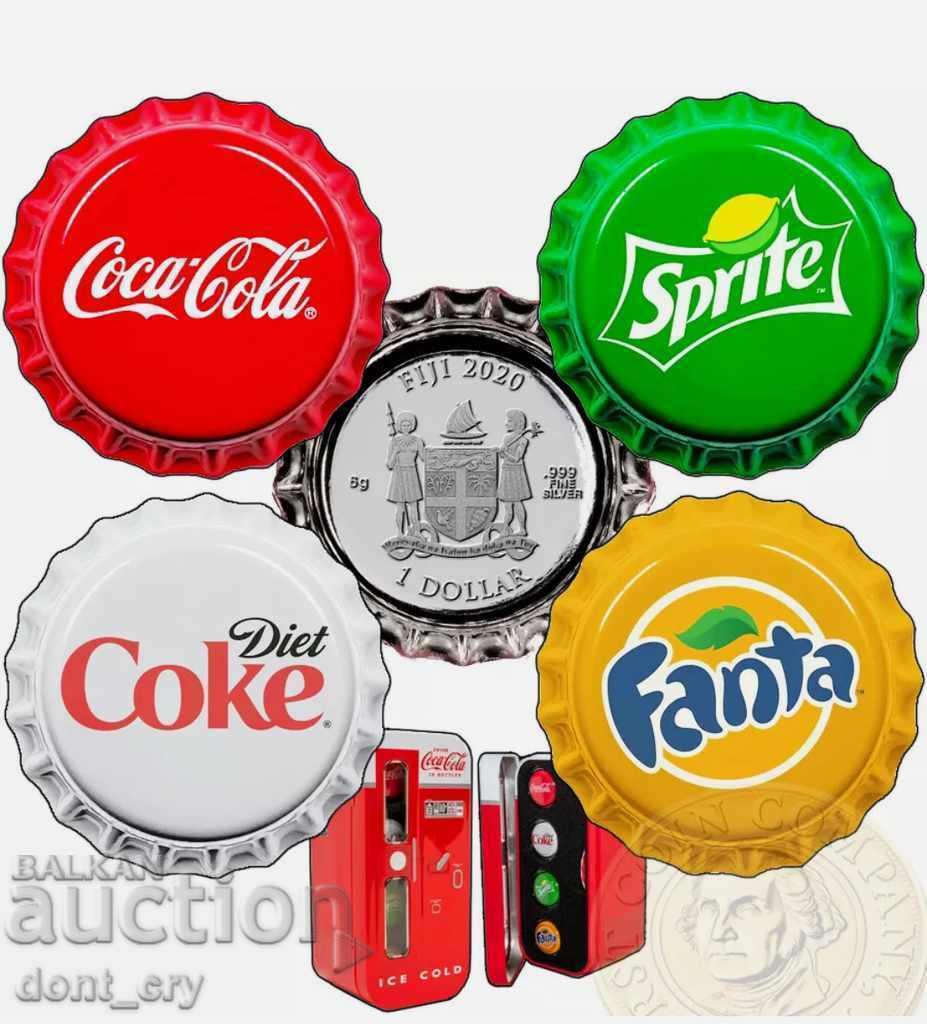 Сребро 4x1 Долар 2020 Кока Кола Комплект