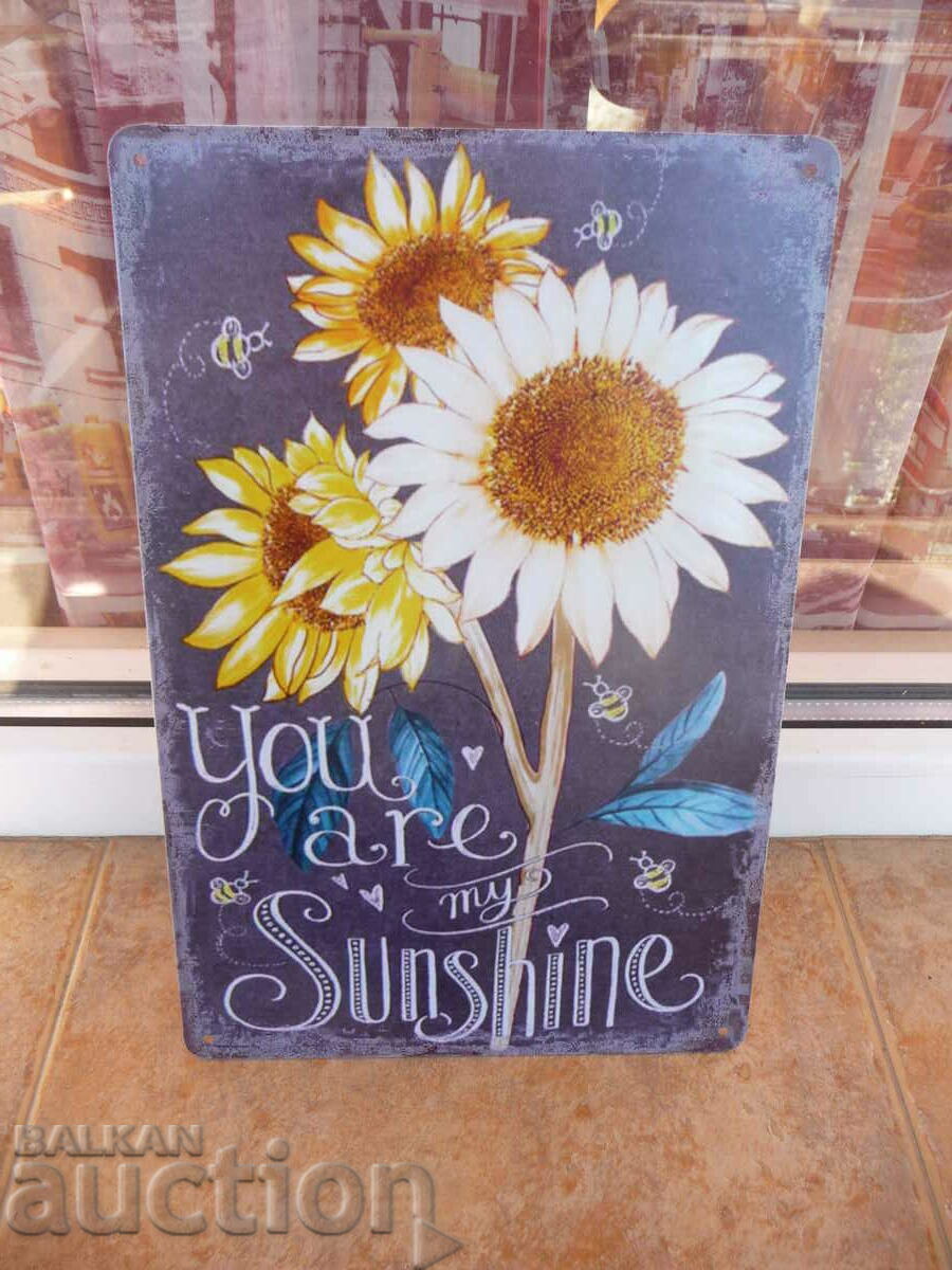 Метална табела послание Ти си моето слънце слънчице любов