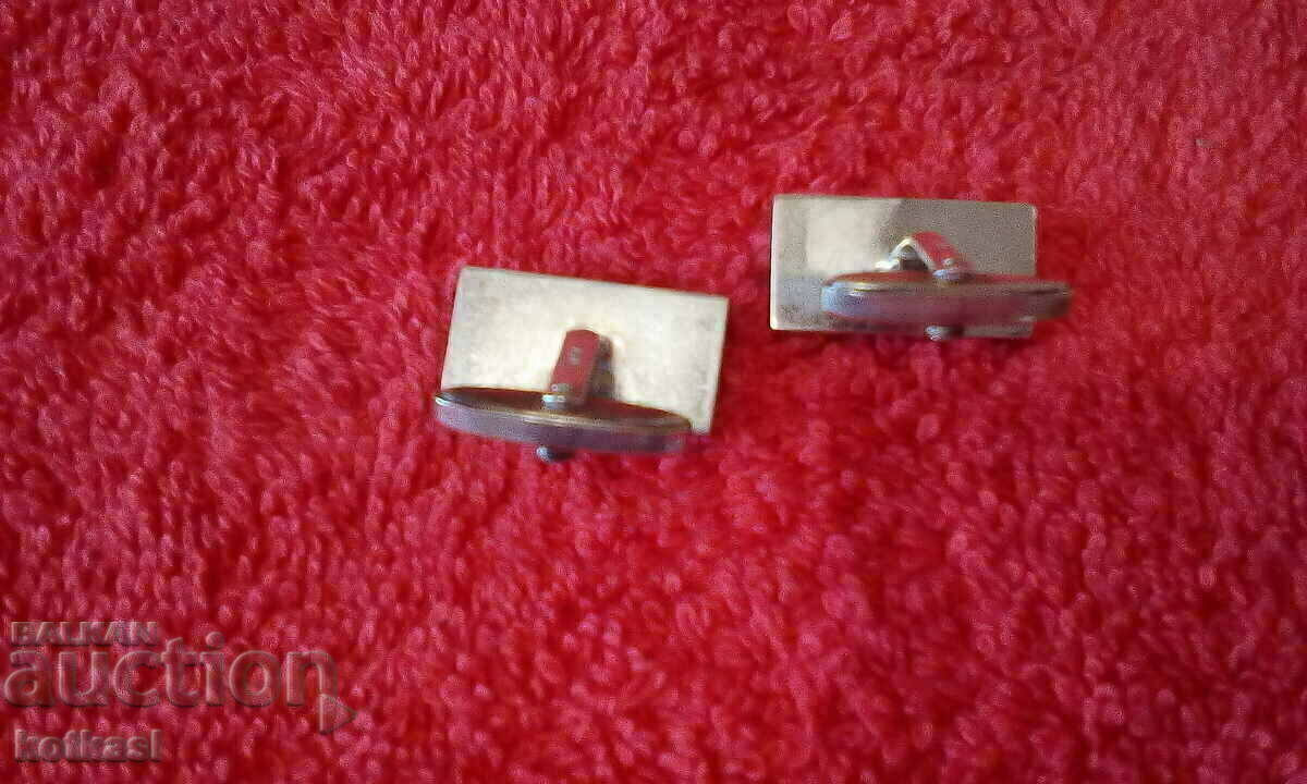 Παλιά μανικετόκουμπα από μασίφ ασήμι 835 ημιδιαφανής πέτρα - 5