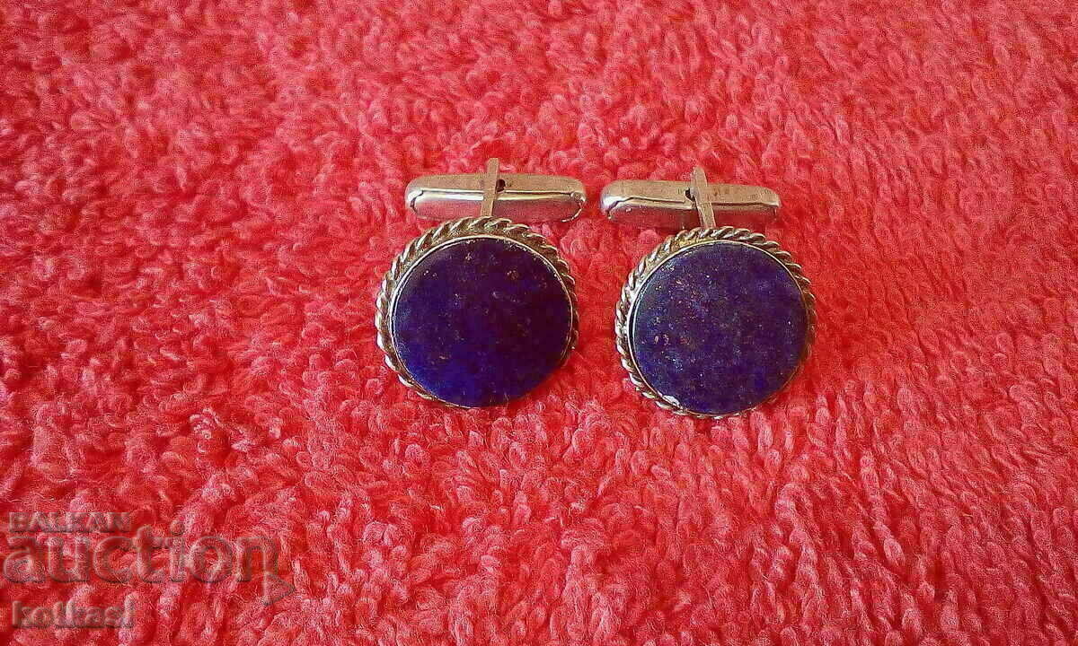 Old silver 835 silver cufflinks half stone