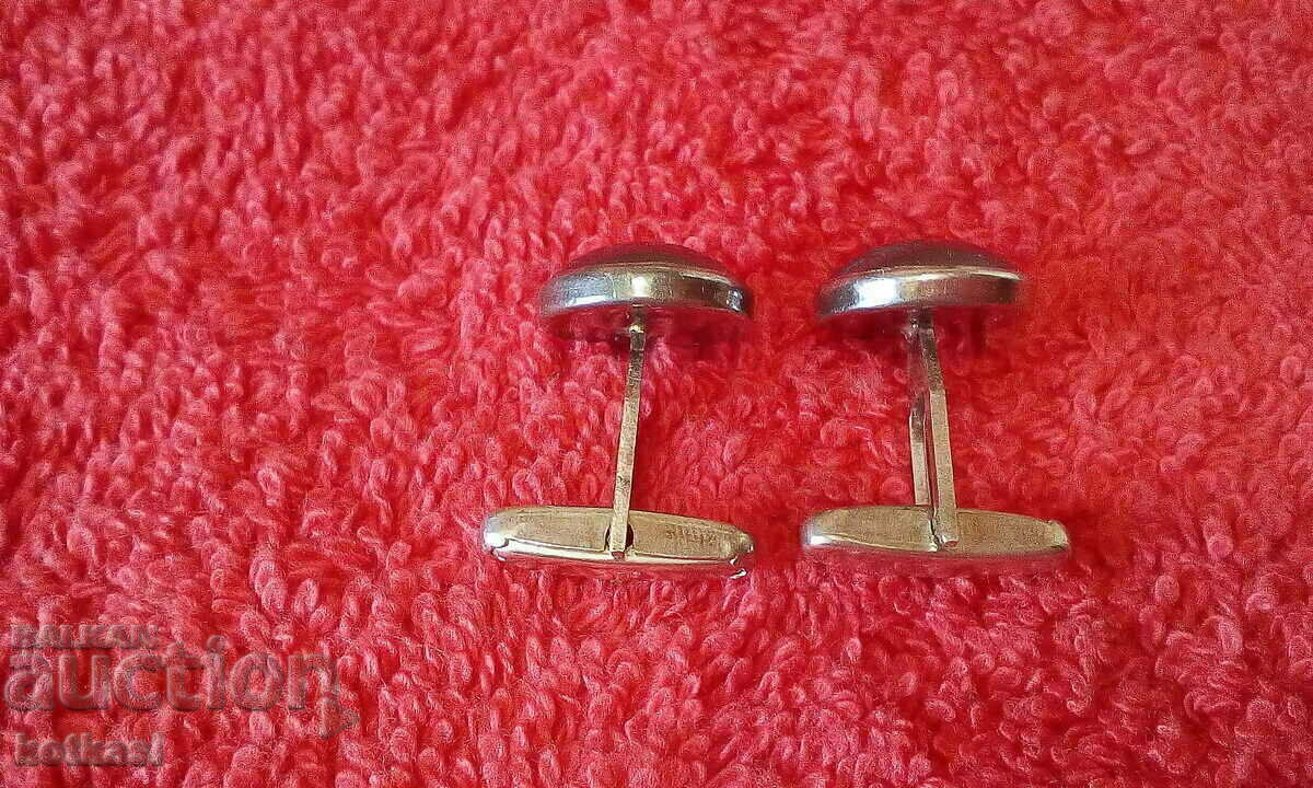 Стари сребърни 835 сребърни ръкавели полуск камък - 5 Стари сребърни 835 сребърни ръкавели полуск камък - 5