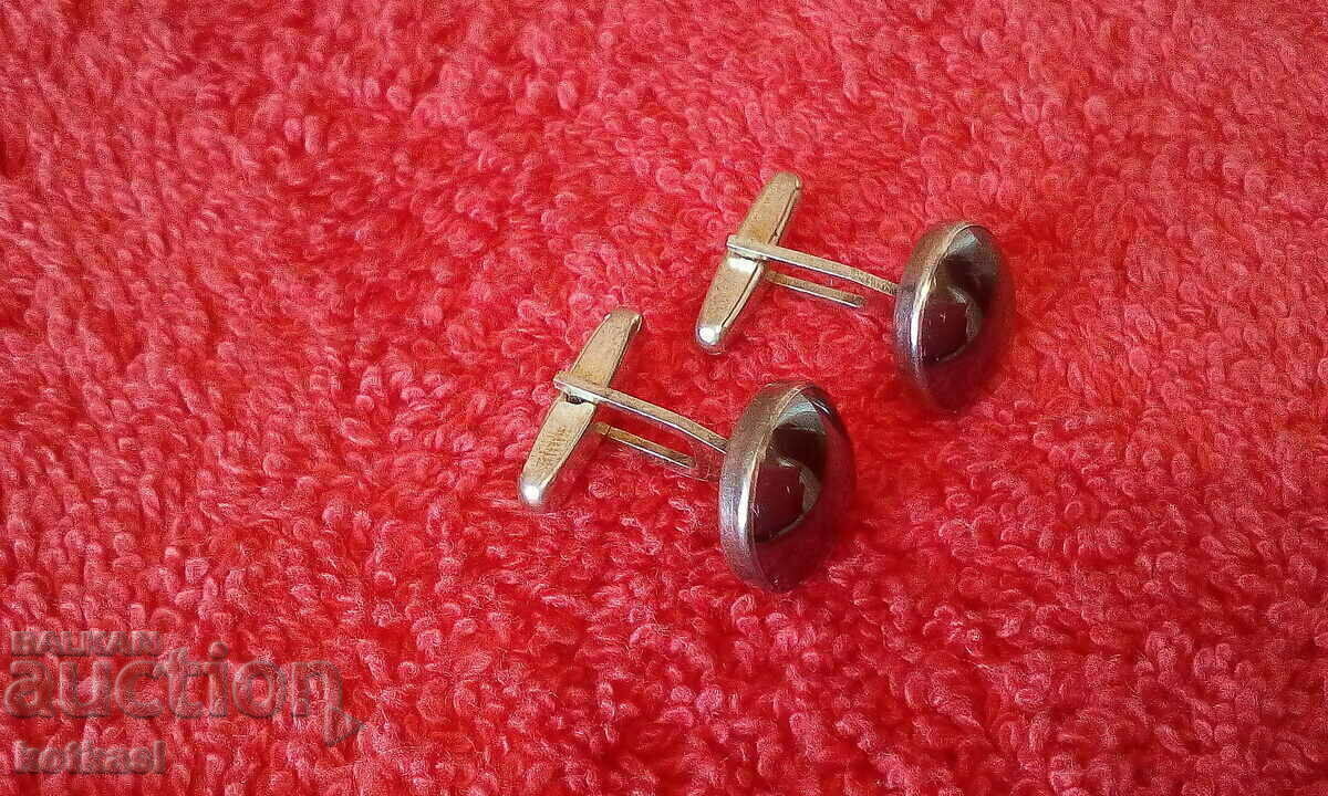 Стари сребърни 835 сребърни ръкавели полуск камък - 6 Стари сребърни 835 сребърни ръкавели полуск камък - 6