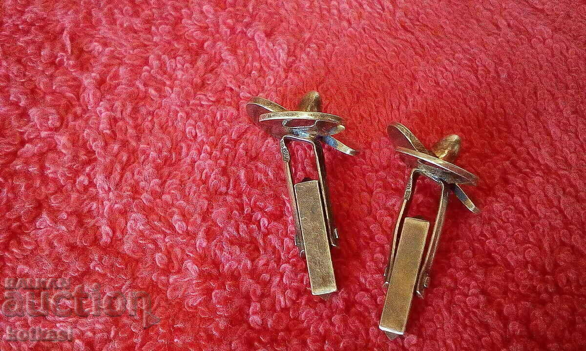 Стари сребърни 800 ръкавели позлата витло перки моряк с цена € 56.00 | 109.53 лв.