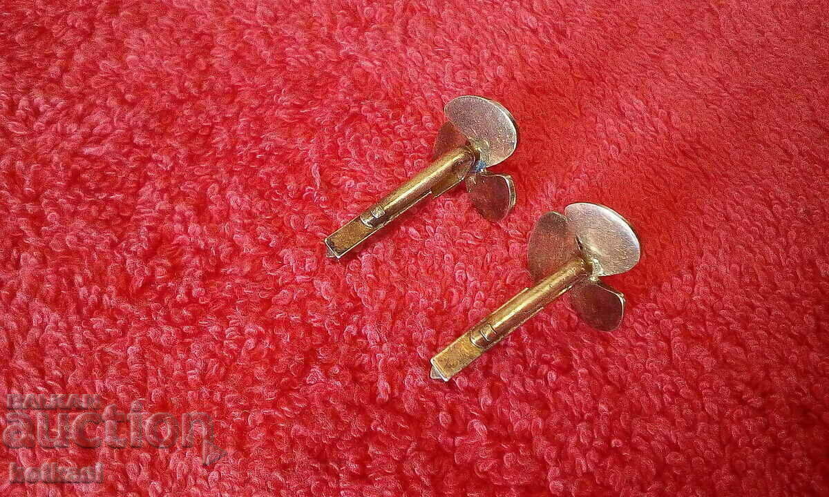 Аукцион Стари сребърни 800 ръкавели позлата витло перки моряк