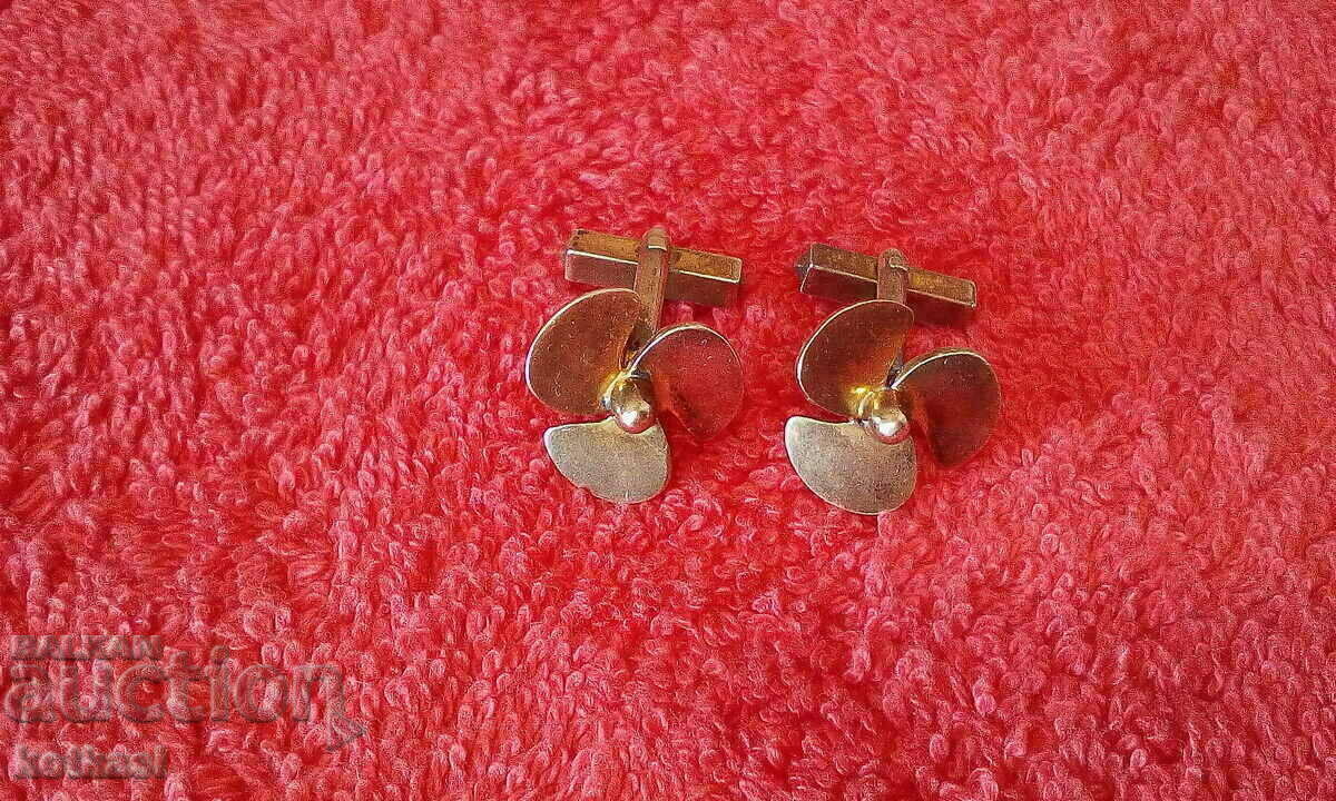 Стари сребърни 800 ръкавели позлата витло перки моряк