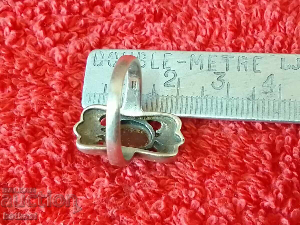 Доставка на Стар сребърен пръстен полуск камъни маркировка