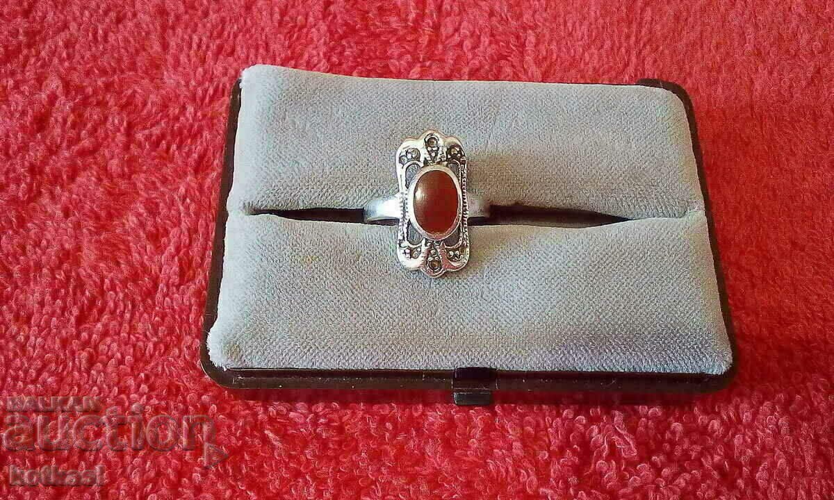Old silver ring semi-precious stones marking Old silver ring semi-precious stones marking