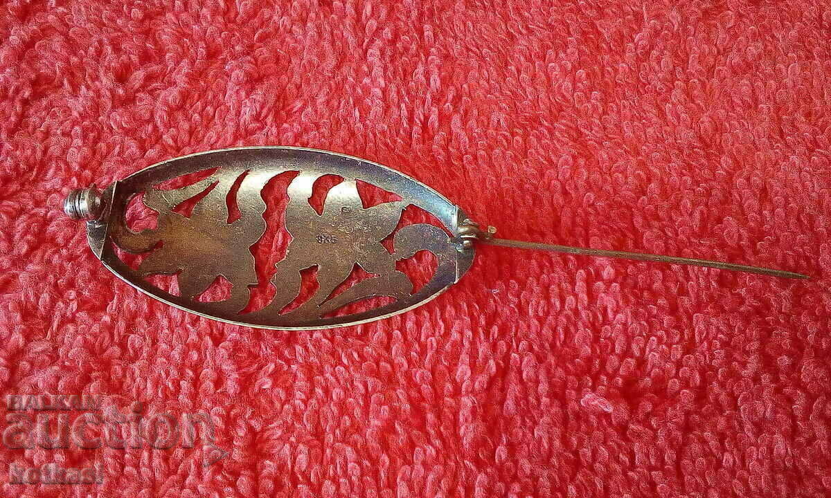 Auction Old silver 835 niello flower brooch Auction Old silver 835 niello flower brooch