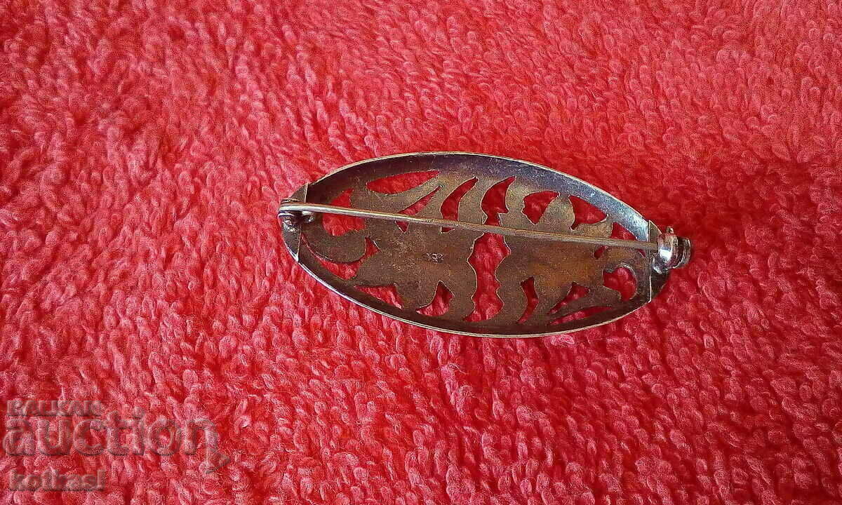 Delivery of Old silver 835 niello flower brooch Delivery of Old silver 835 niello flower brooch