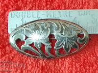 Стара сребърна 835 брошка цветя ниело