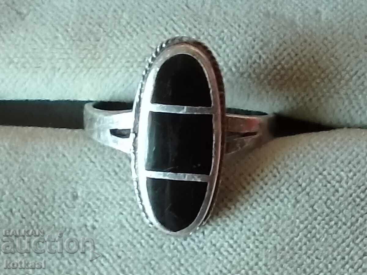 Стар сребърен 925 пръстен полуск камъни маркировки - 7