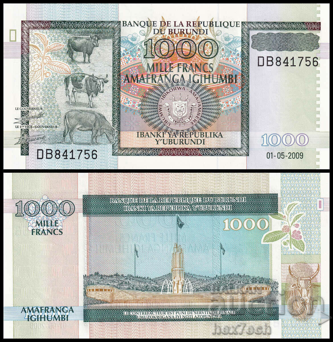❤️ ⭐ Burundi 2009 1000 franci UNC nou ⭐ ❤️