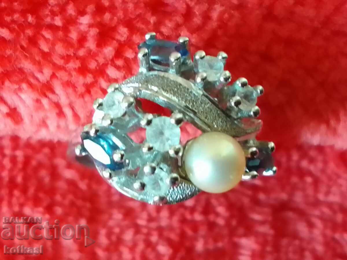 Old silver 925 ring semi-precious stone marking pearl with price € 56.50 | 110.50 BGN