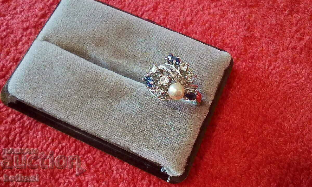 Delivery of Old silver 925 ring semi-precious stone marking pearl Delivery of Old silver 925 ring semi-precious stone marking pearl