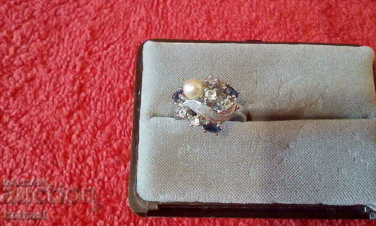 Old silver 925 ring semi-precious stone marking pearl - 6 Old silver 925 ring semi-precious stone marking pearl - 6