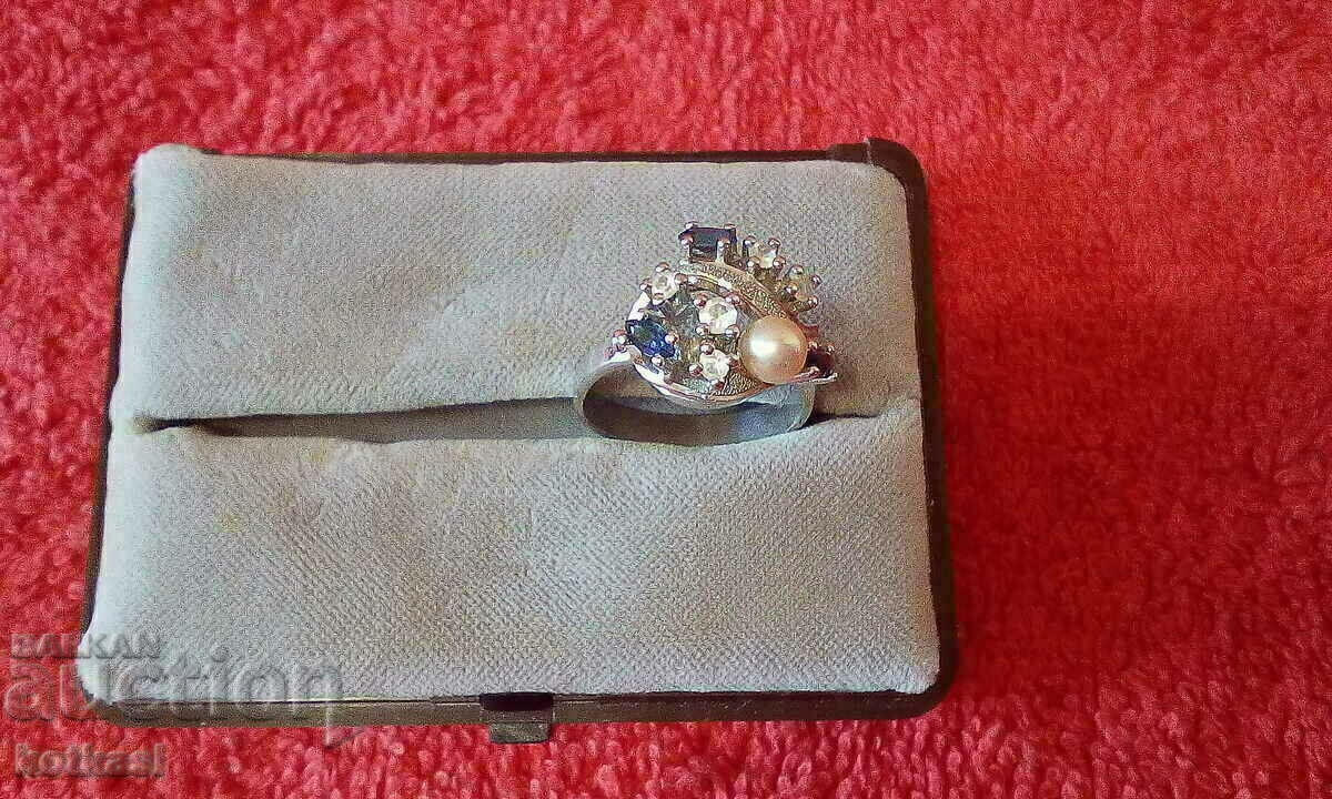 Old silver 925 ring semi-precious stone marking pearl - 7 Old silver 925 ring semi-precious stone marking pearl - 7