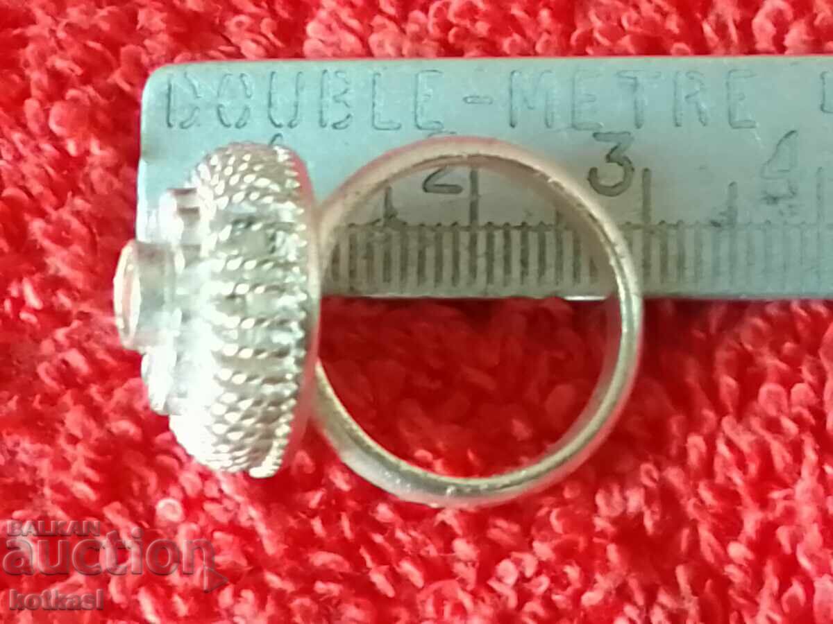 Аукцион Стар сребърен пръстен полускъпоценен камък филигран