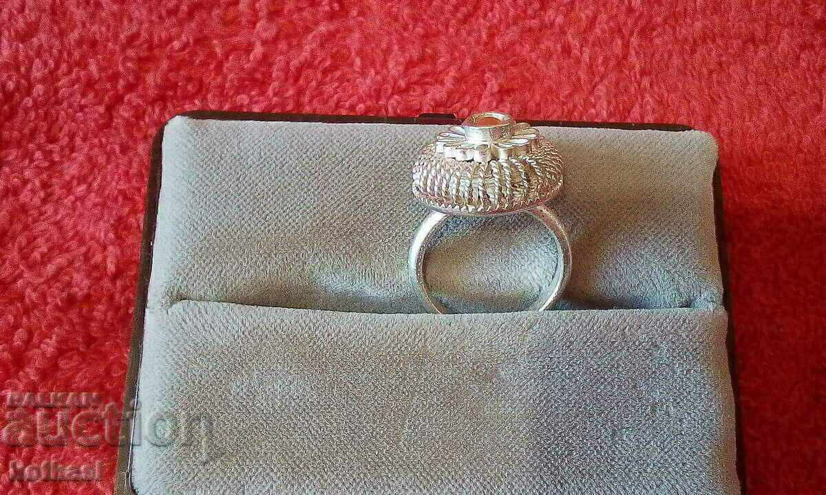 Old silver ring semi-precious stone filigree - 6 Old silver ring semi-precious stone filigree - 6