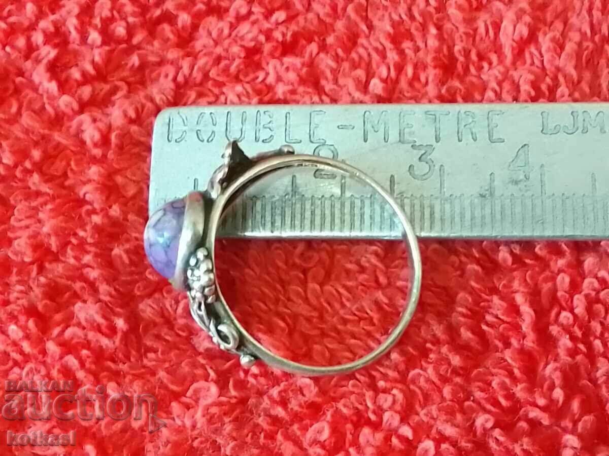 Παλιό δαχτυλίδι από ημιπολύτιμες πέτρες 925 - 5