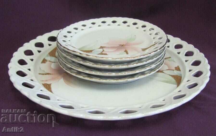 Auction  Vintich Porcelain Cake Plate Set IZIDA