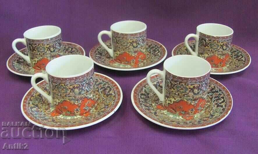 Σετ σέρβις καφέ Vintich Porcelanov με λαϊκά μοτίβα με τιμή 45.00 BGN | € 23.01