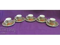 Vintich Porcelanov Coffee Service Set with folk motifs
