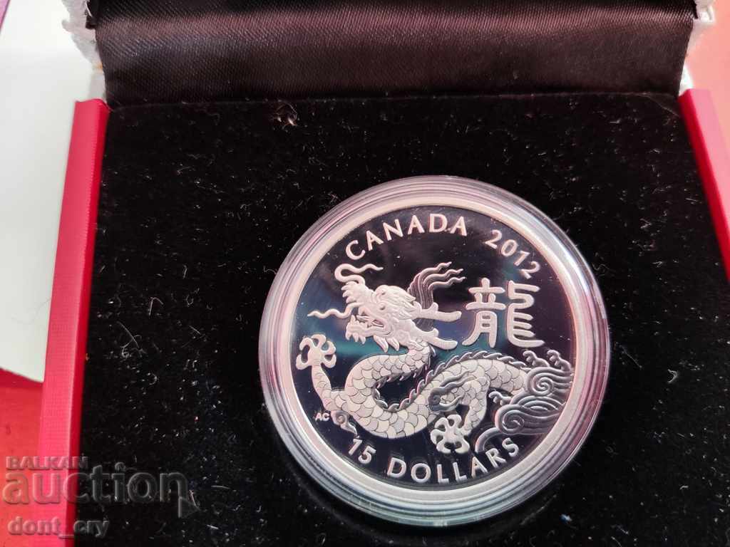 Argint 1 oz Anul Dragonului 2012 Lunar Canada