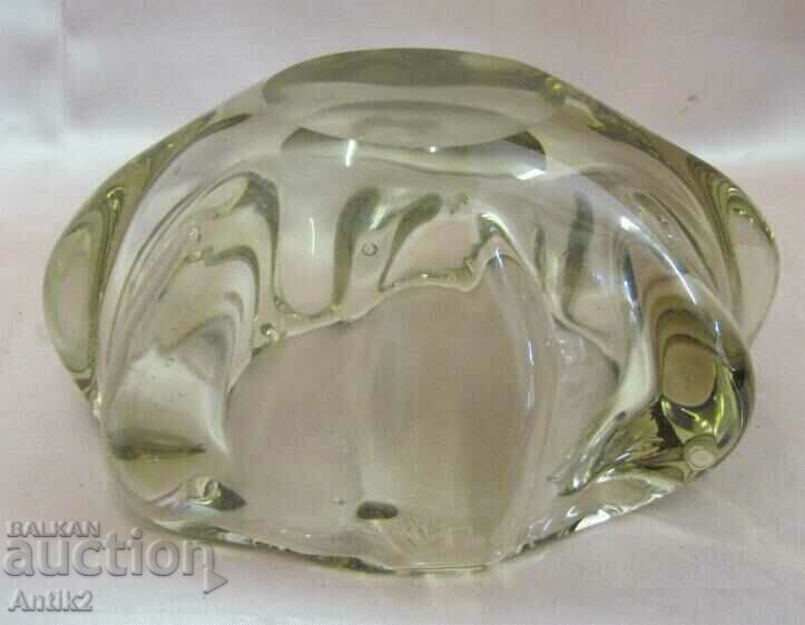 60s Vintich Crystal Glass Large Solid Ashtray - 6