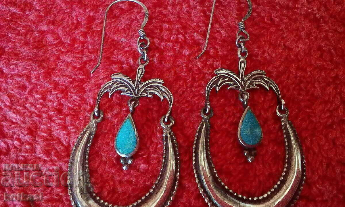 Very old 925 silver semi-precious stone earrings - 5 Very old 925 silver semi-precious stone earrings - 5