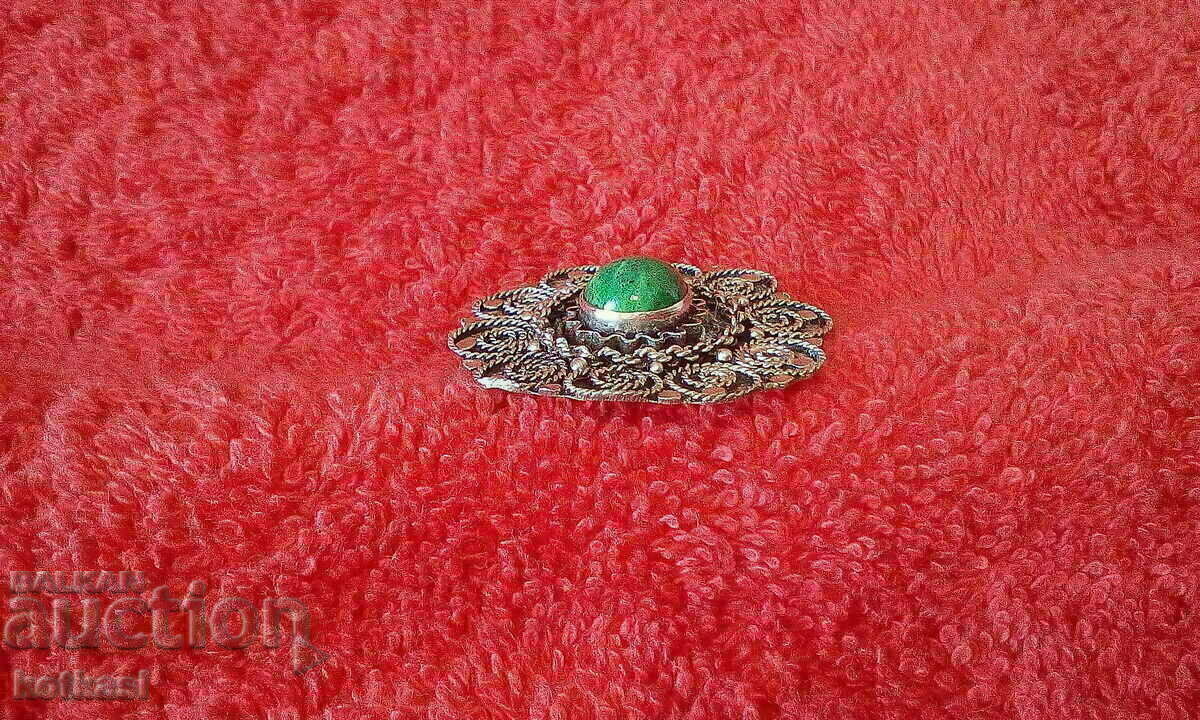 Old silver 925 brooch pendant green semi-precious stone with price 95.50 BGN | € 48.83