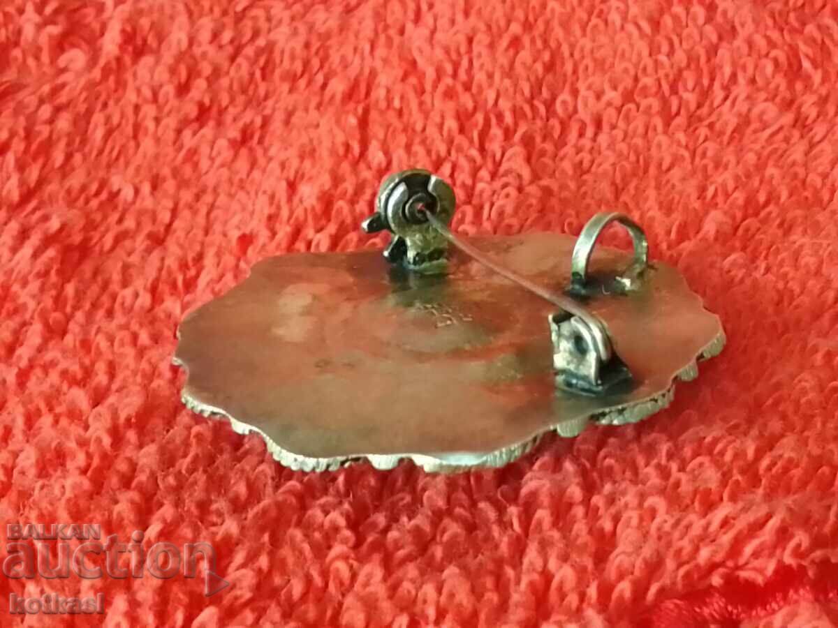 Delivery of Old silver 925 brooch pendant green semi-precious stone