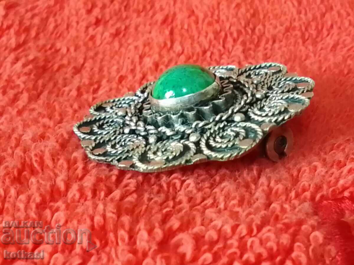 Pandantiv broșă din argint vechi 925 piatră semiprețioasă verde - 5 Pandantiv broșă din argint vechi 925 piatră semiprețioasă verde - 5