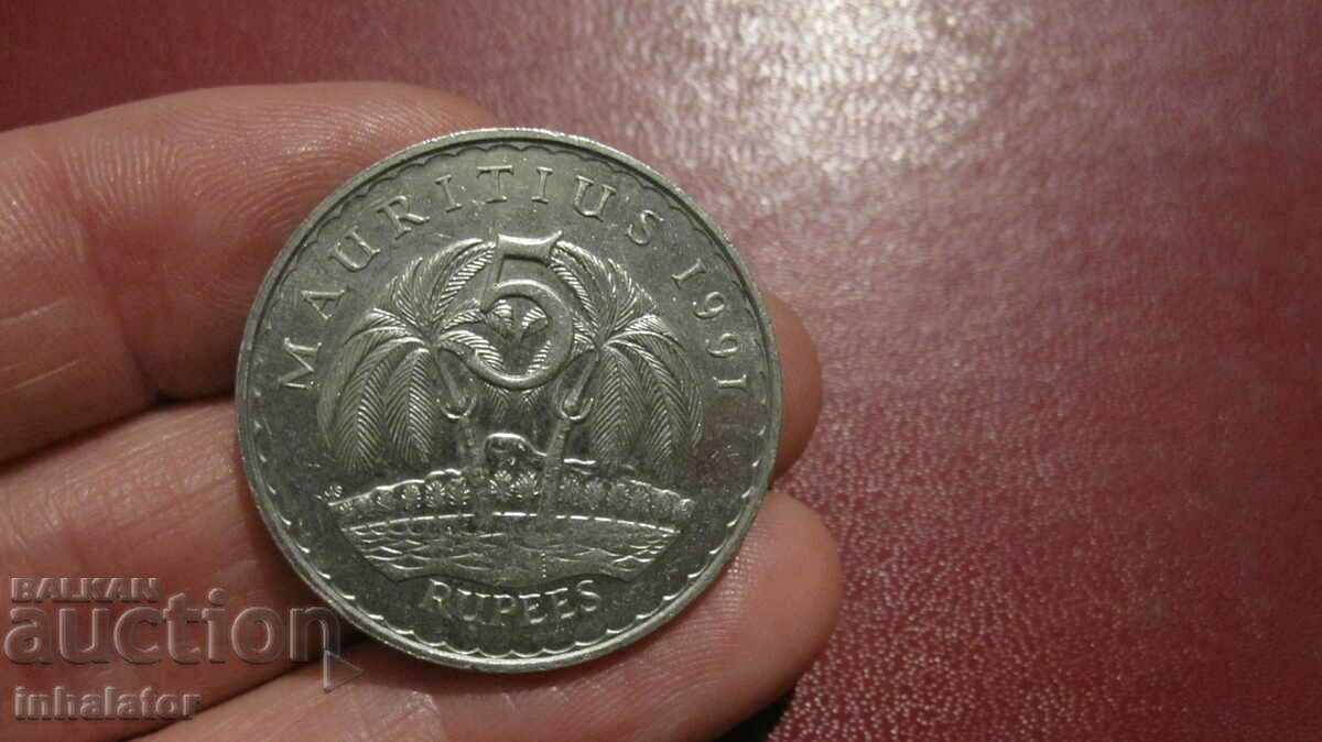 Мавриций 5 рупии 1991 год