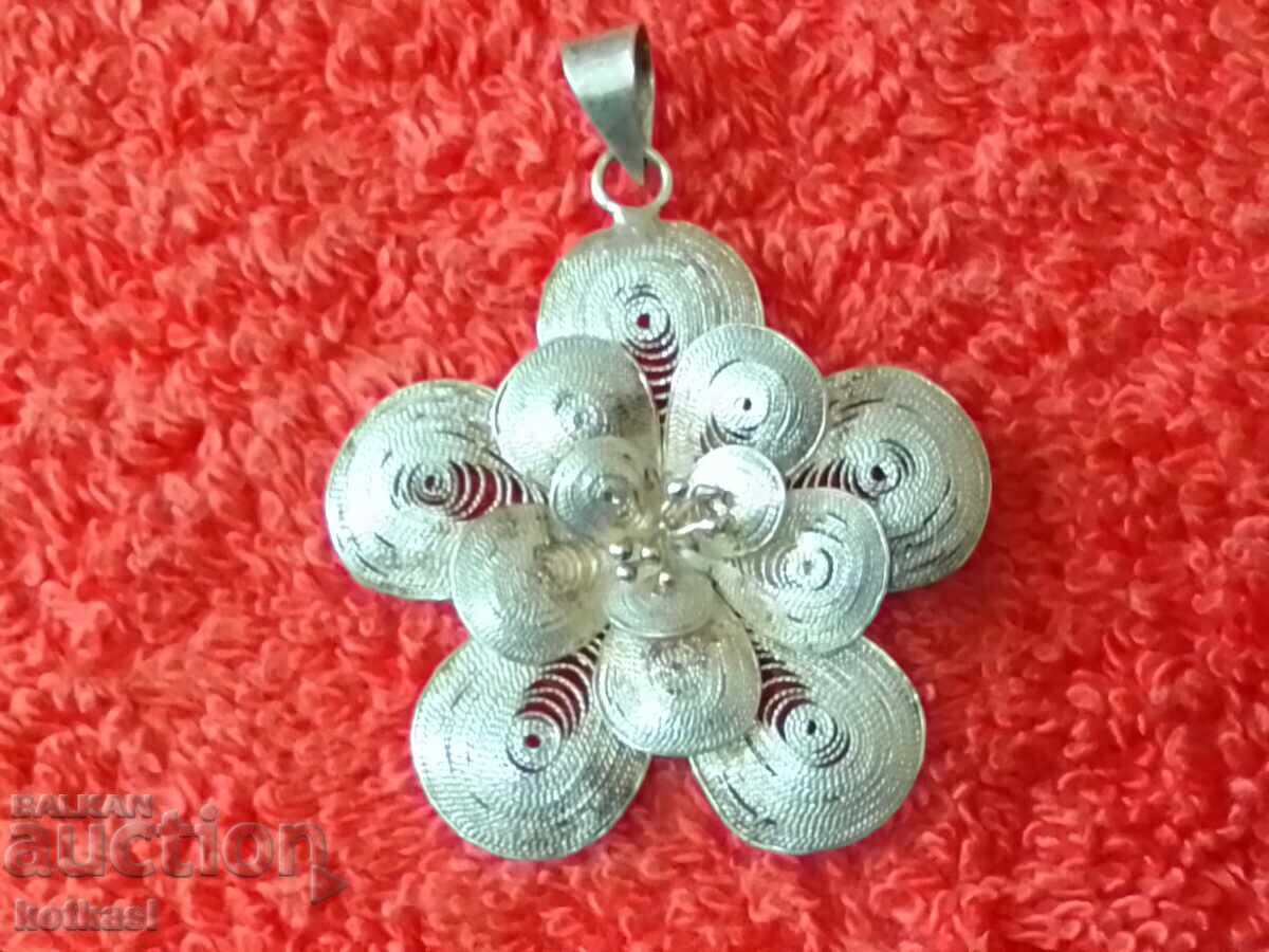 Стара сребърна 900 висулка филигран - 5 Стара сребърна 900 висулка филигран - 5