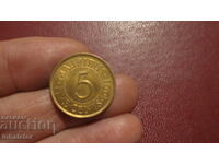1991 Mauritius 5 cents