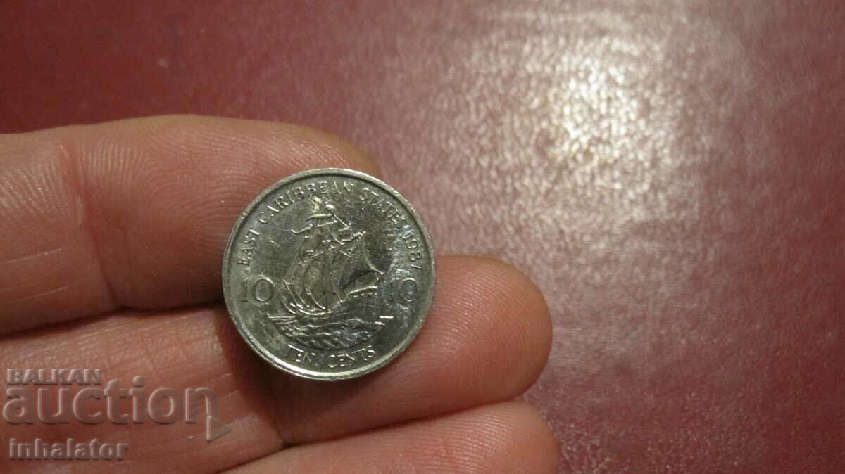 Eastern Caribbean 10 cents 1987