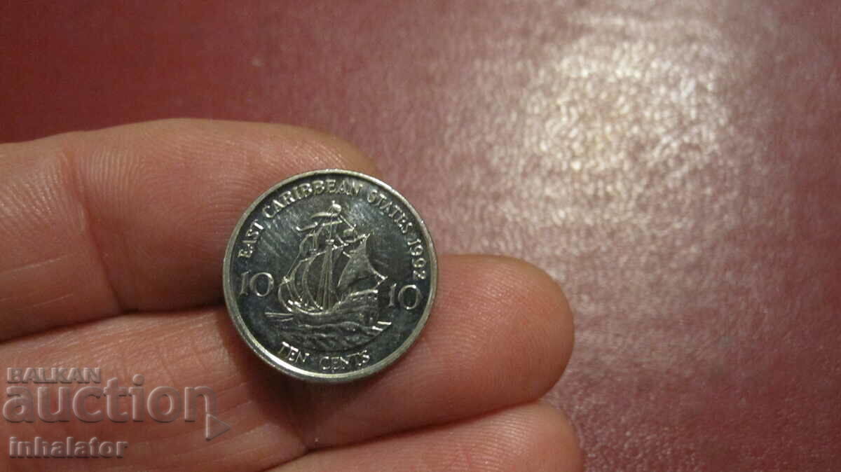 Eastern Caribbean 10 cents 1992