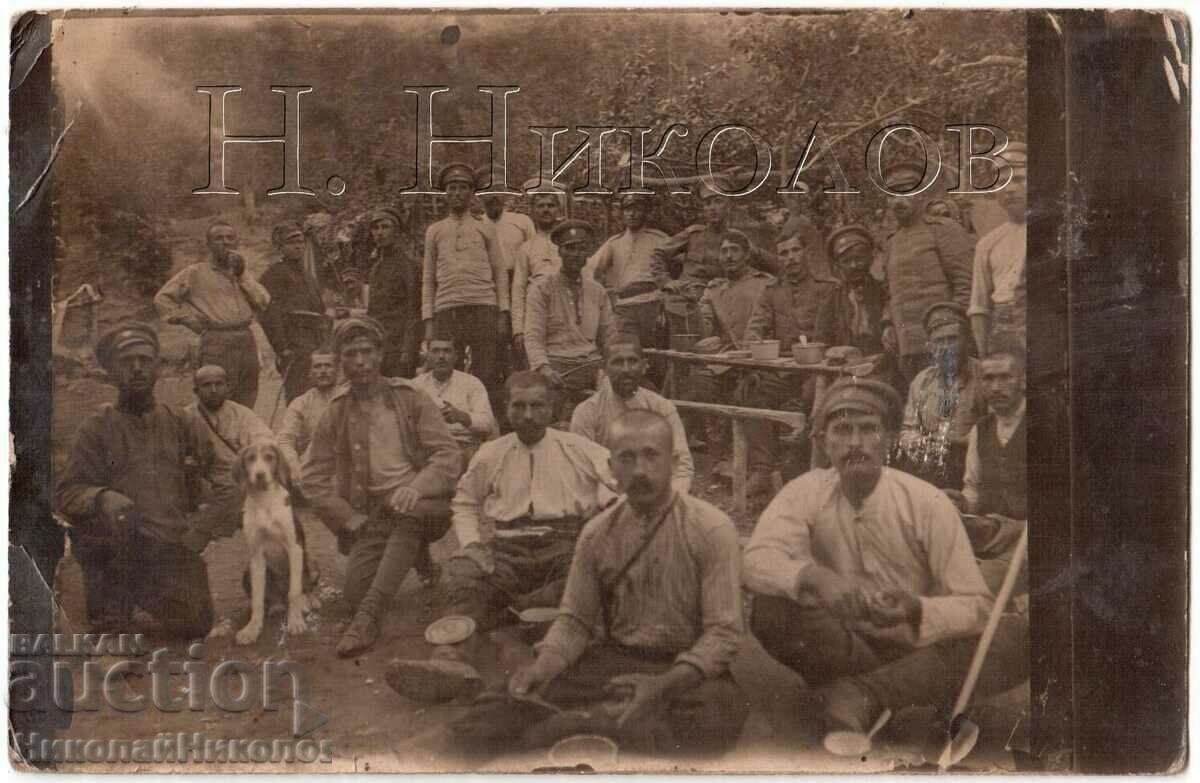 1917 OLD PHOTO MILITARY AT THE FRONT CENSORED DOG G644