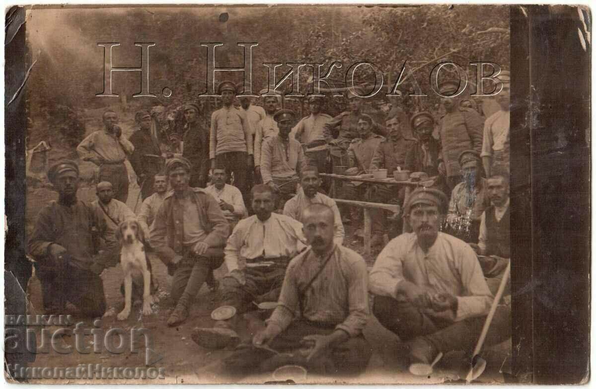 1917 FOTO VECHE MILITAR LA FRONT CÂINE CENZURAT G644