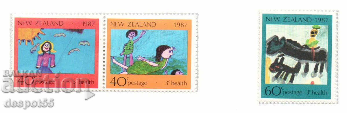 1987. Noua Zeelandă. Timbre de sanatate - Desene pentru copii.