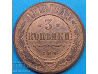 3 copeici 1913 Rusia Nicolae I (1894-1917) 28 mm cupru